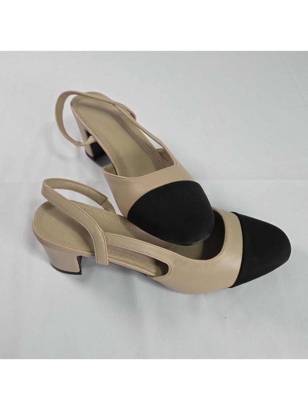 Dress shoes Two Tone Block Heel Slingback Sandals